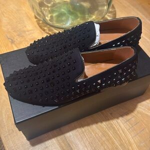 Saks Fifth Avenue Silvio Black Studded Smoking Loafer | 8.5
